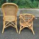 2 rattan and caned chairs in colonial bistro style from the 1990s.