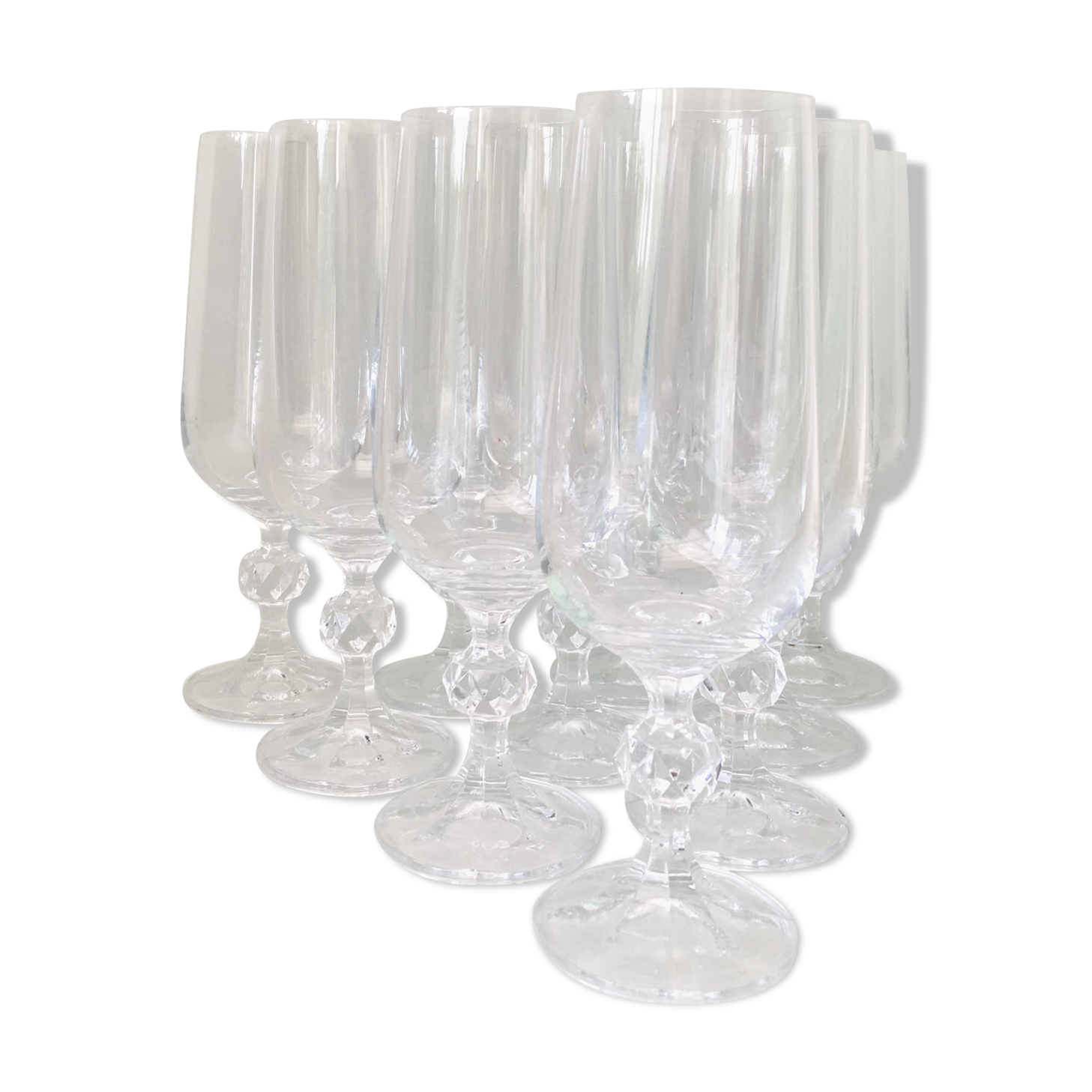 10 crystal champagne flutes