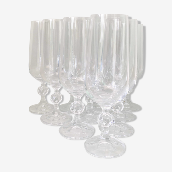 10 crystal champagne flutes