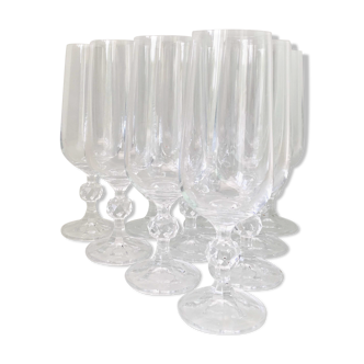 10 crystal champagne flutes