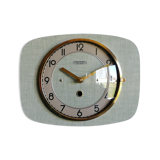 Vintage formica clock silent rectangular wall clock "Manufrance green"