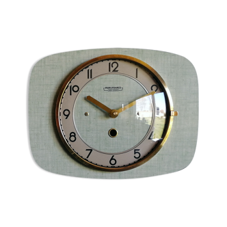 Vintage formica clock silent rectangular wall clock "Manufrance green"