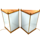 Leonardo Mosso 2 palisander and brass table lamps, Italy 1970s