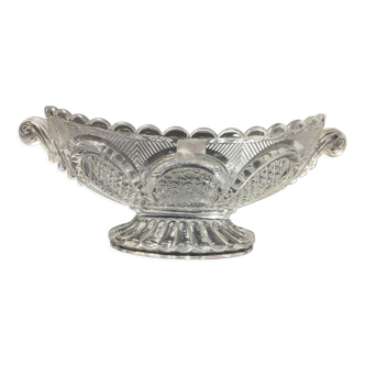 Coupe ovale en verre moulé pressé des cristalleries de Val Saint Lambert gamme Luxval