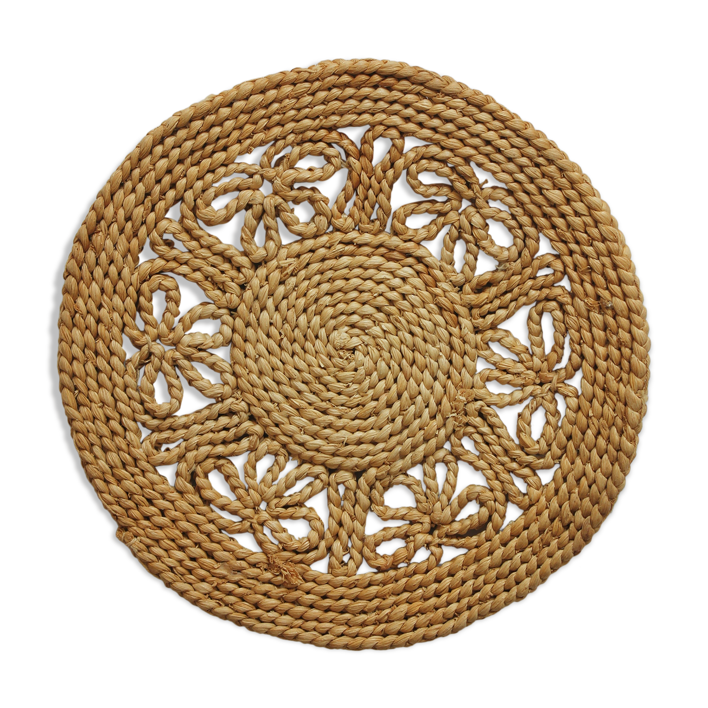 Vintage 70s braided rope table mat