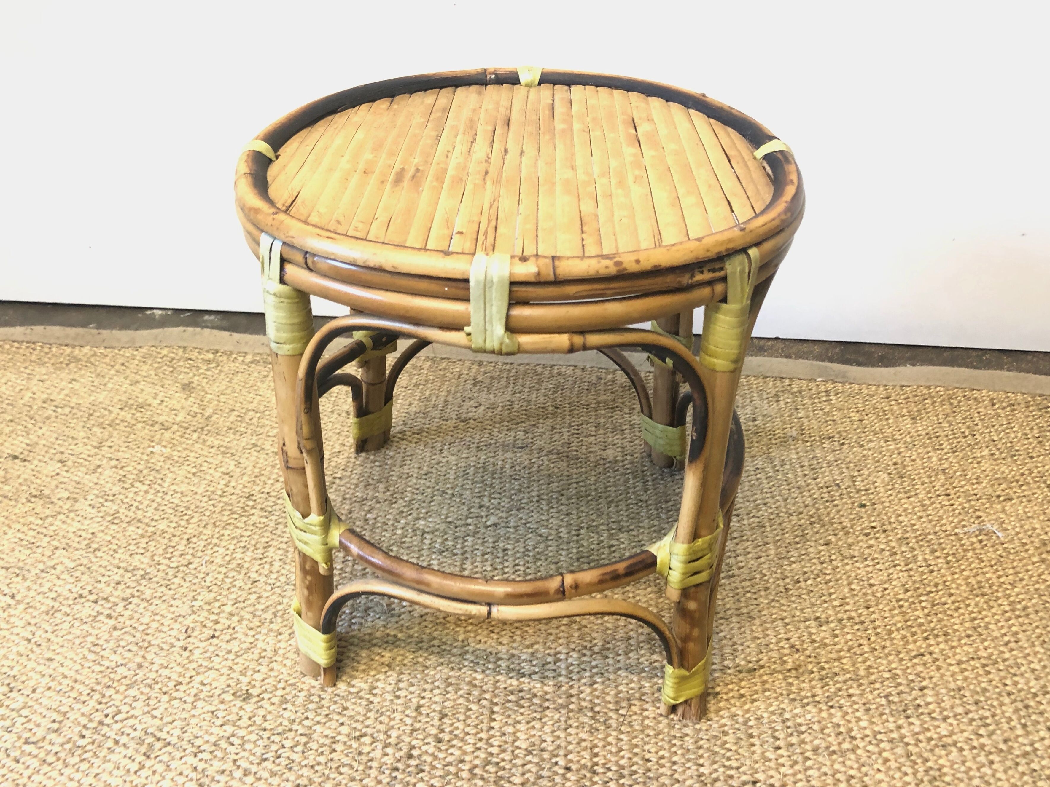 Mini table door door rotin bamboo vintage 70 crafts France