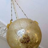 Doria Leuchten frosted glass and brass pendant light, 1970s