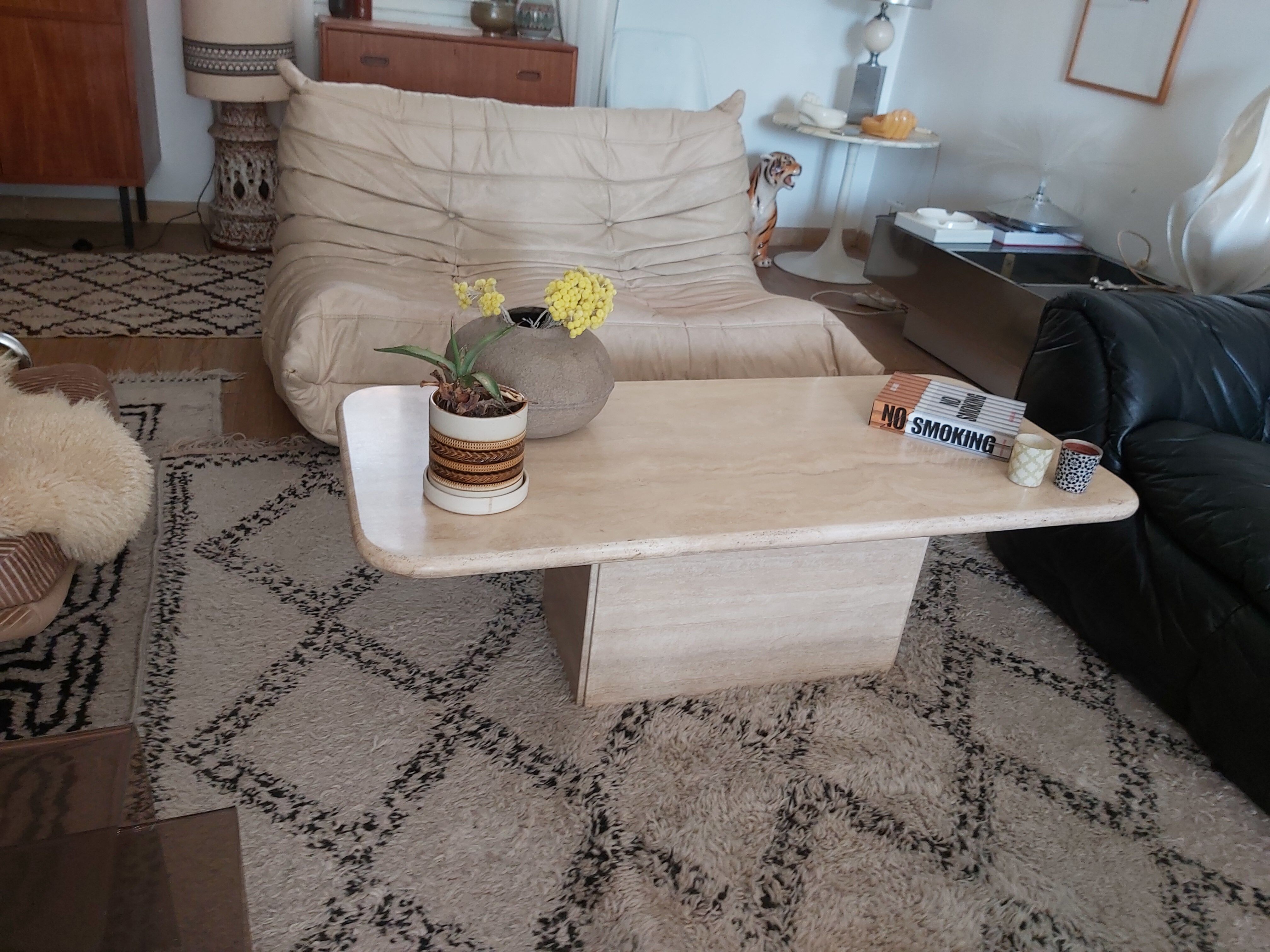 70s travertine coffee table