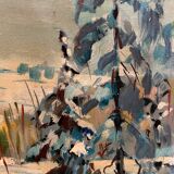 Tableau paysage de neige XXe