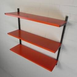 Tomado Holland - A. Dekker wall shelf, orange and black, 1970s
