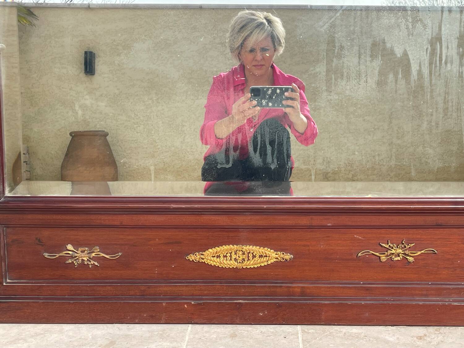 Large Empire Style Mahogany Mirror - H 2m33