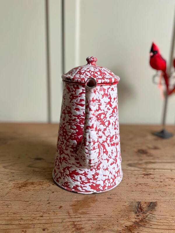 Red enamel coffee pot
