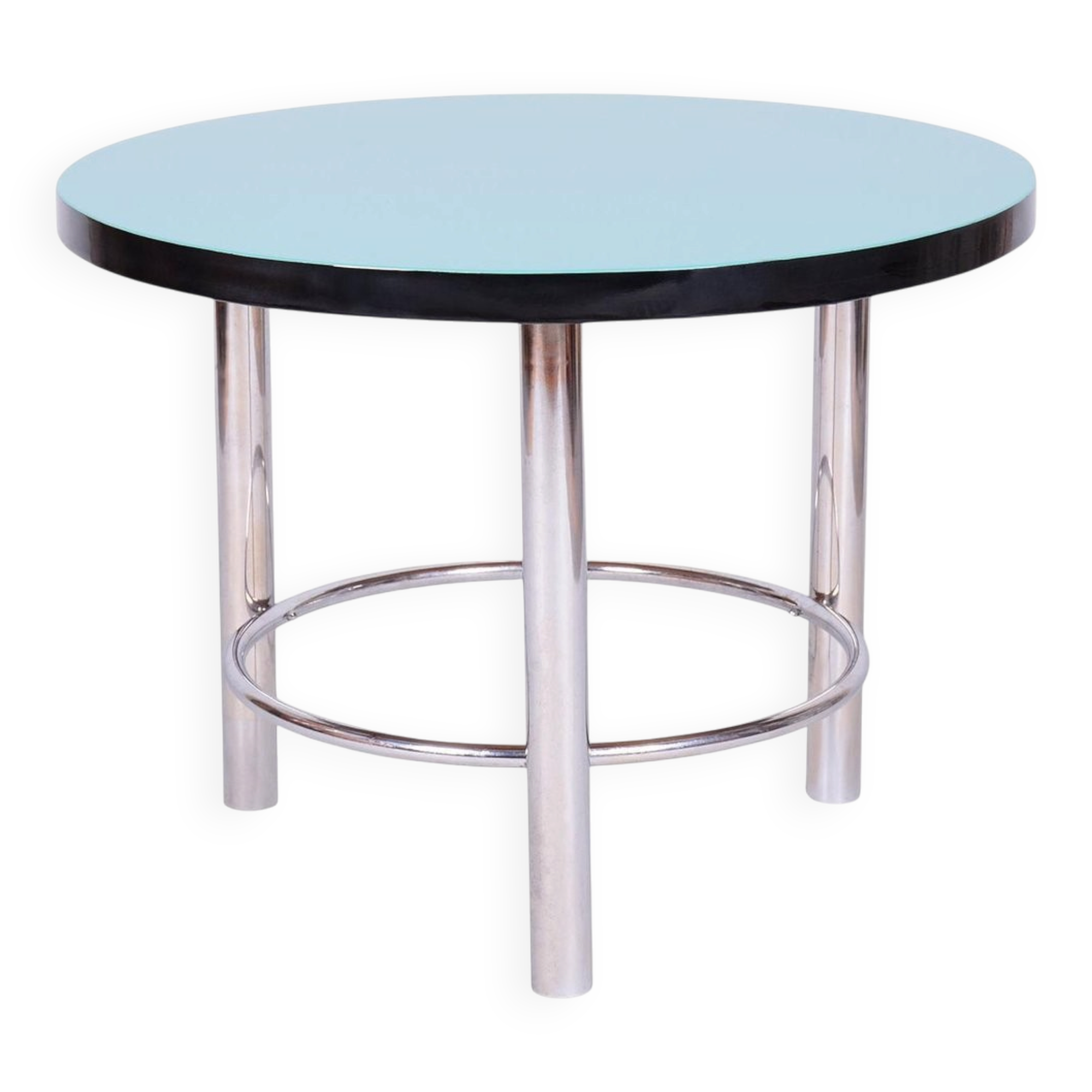 Czech Bauhaus Round Coffee Table in Chrome-Plated Steel, 1930s