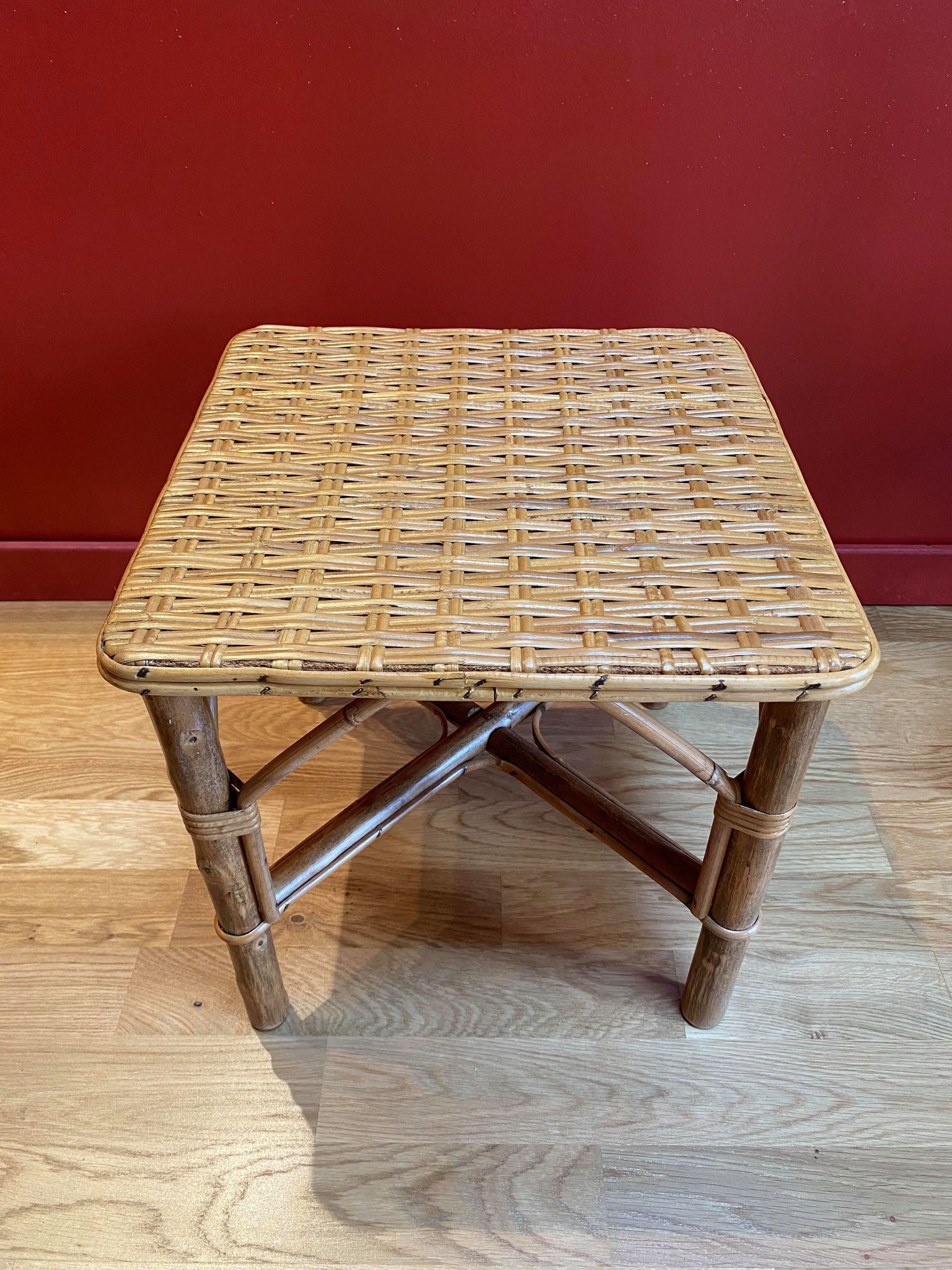 Vintage bedside tables year 70/80 rattan and cannage