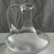 Vintage glass carafe with flattened flared belly handle H18
