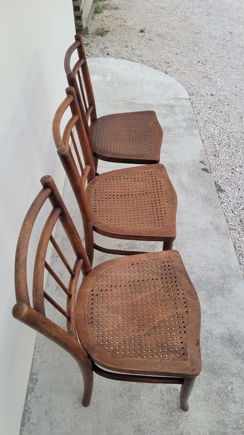 Set of 3 old Thonet bistro chairs
