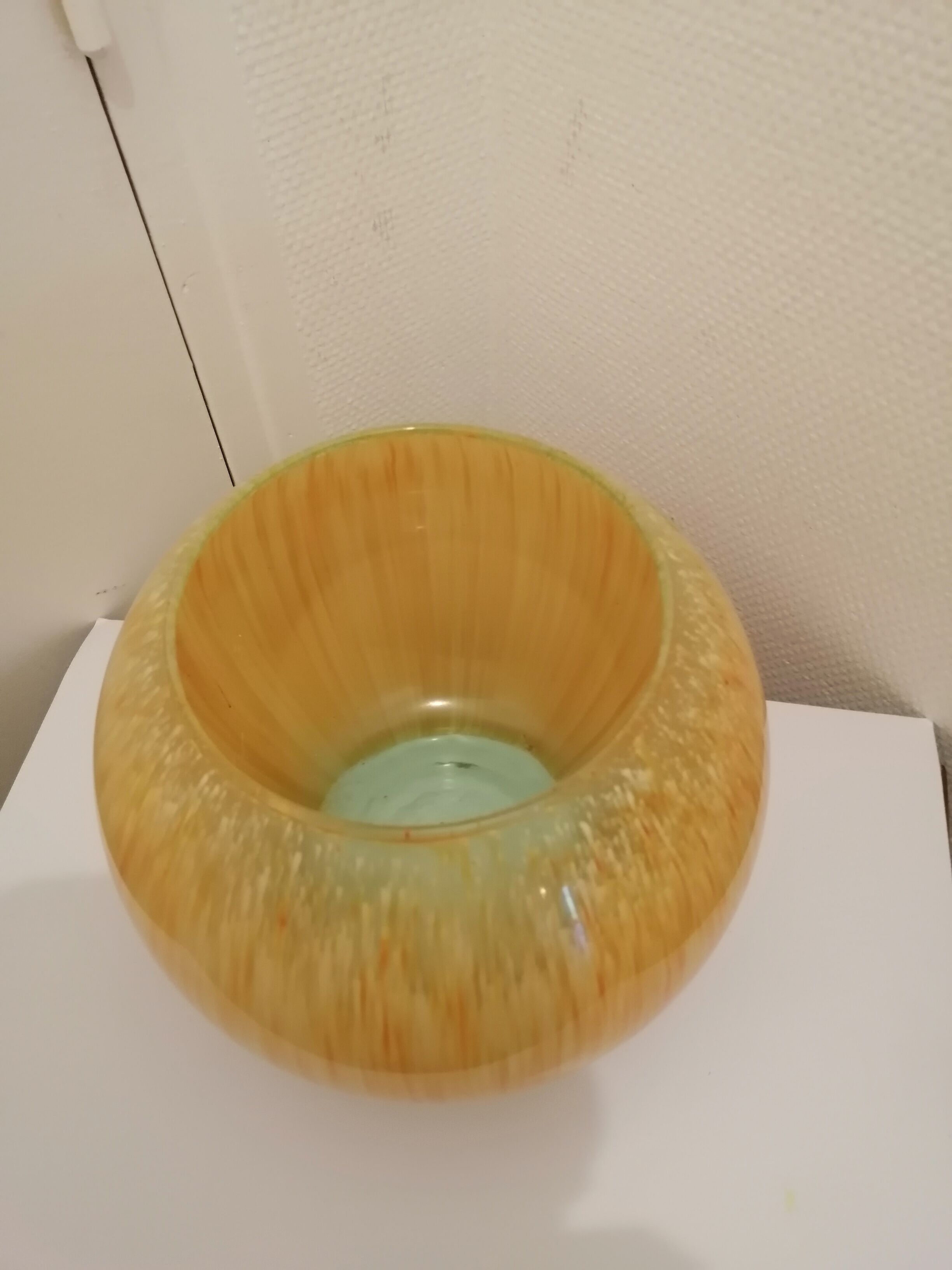Vintage yellow and orange glass vase vintage