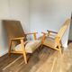 Pair of Manucere armchairs with vintage compass legs