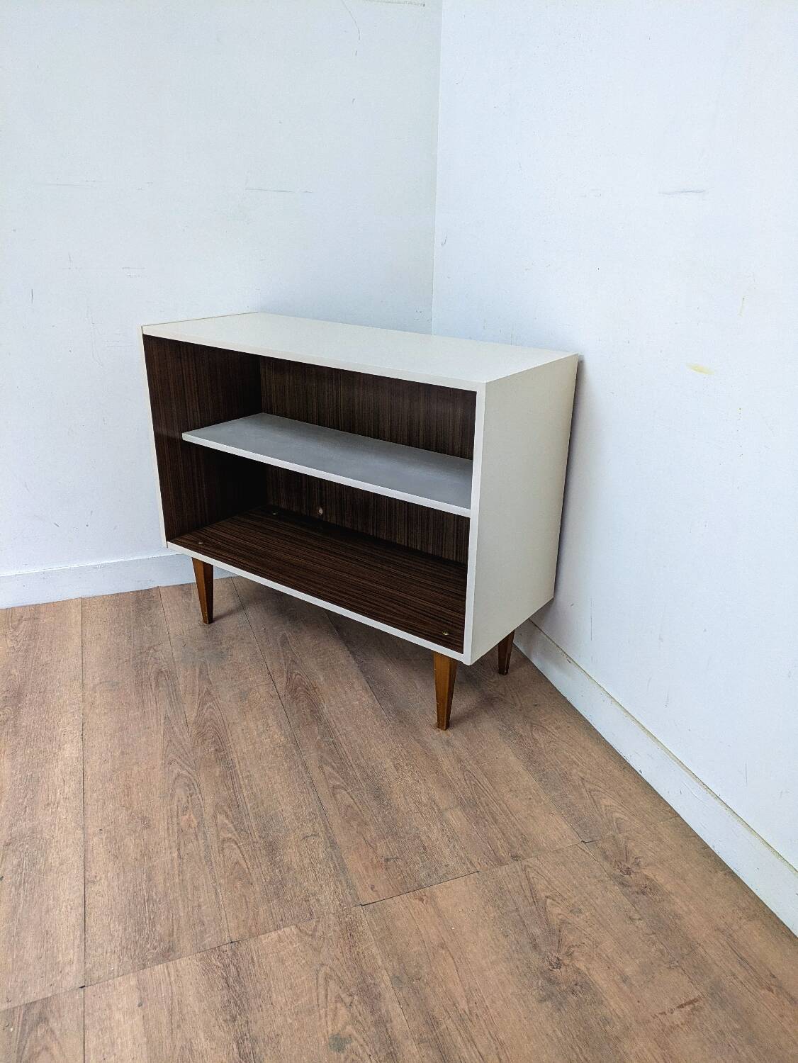 Vintage wood and white storage unit