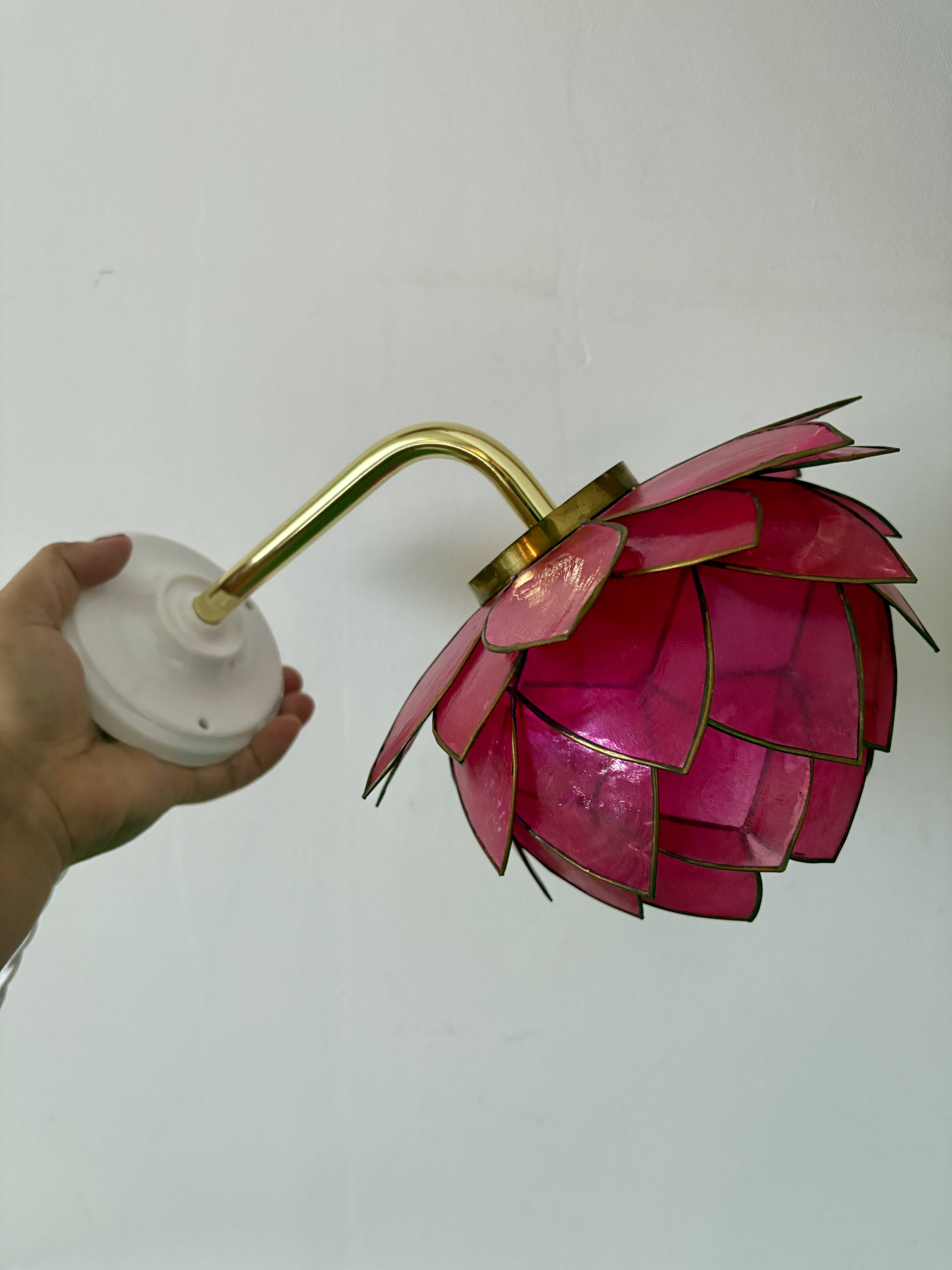 Vintage pink mother-of-pearl angled wall lamp