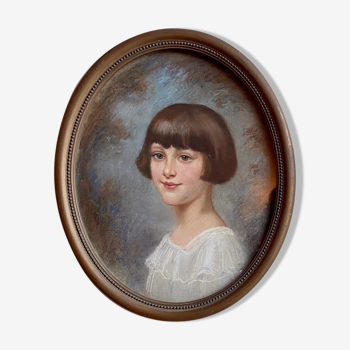 Portrait of a young girl, signed, XX century