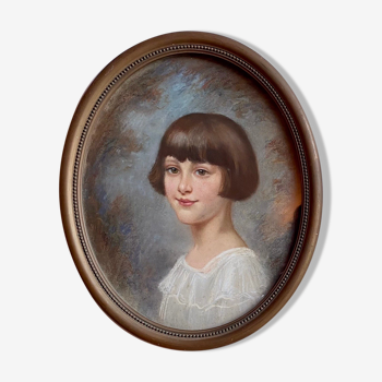 Portrait d’une jeune fille, signé, XX siècle