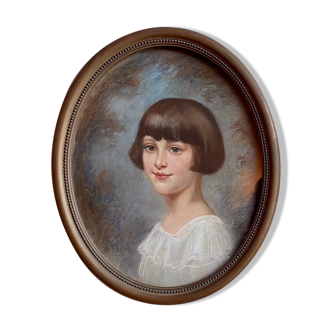 Portrait of a young girl, signed, XX century