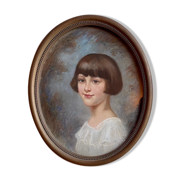 Portrait d’une jeune fille, signé, XX siècle