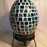 Blue mosaic glass egg lamp