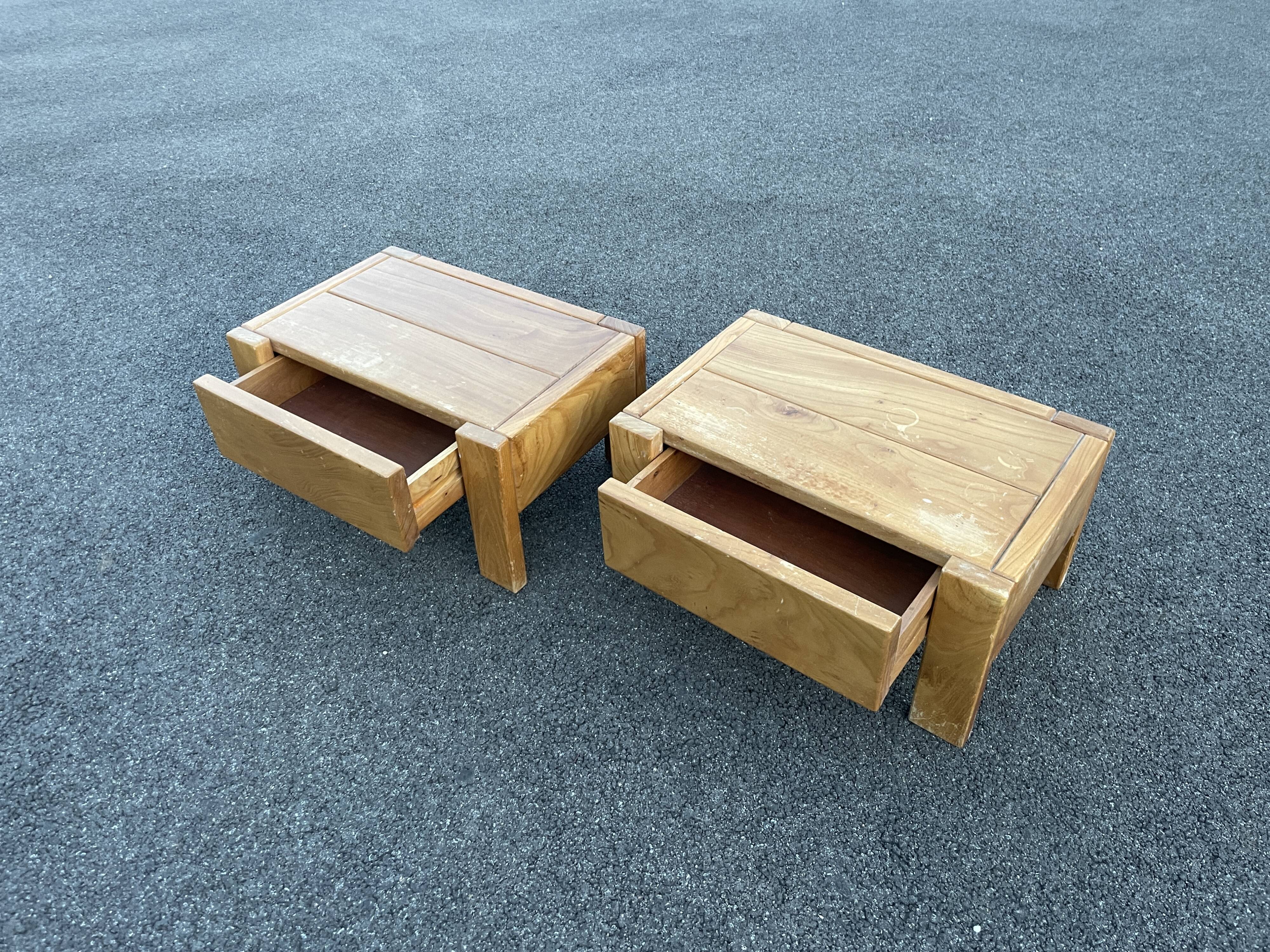 Pair of bedside tables vintage solid elm home revived bedside table