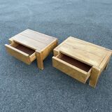 Pair of bedside tables vintage solid elm home revived bedside table