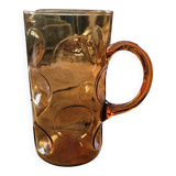 Large amber glass pitcher with bubbles – 1970s design