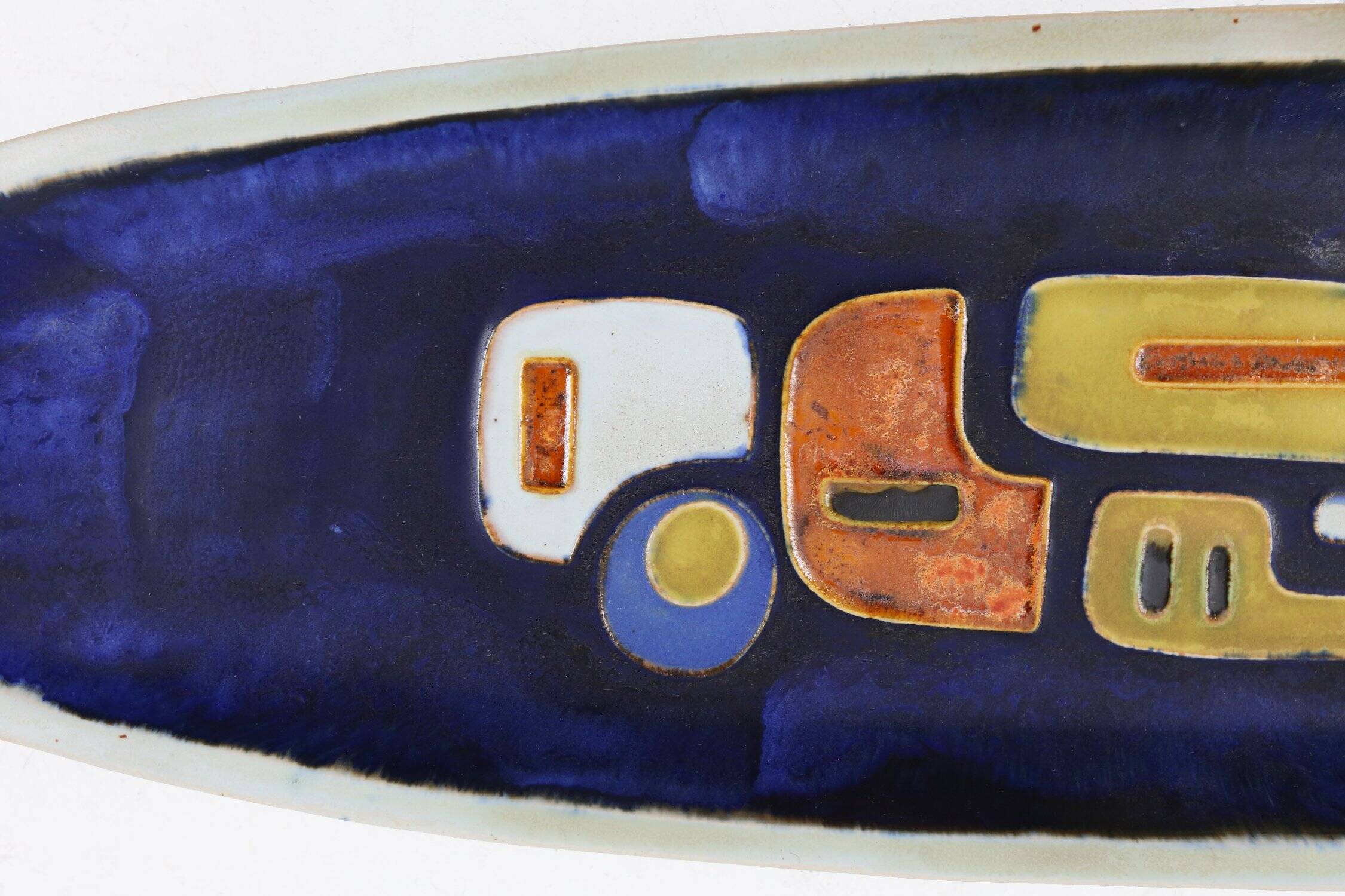 Mid-Century elongated glazed ceramic bowl, Belgium 1960s