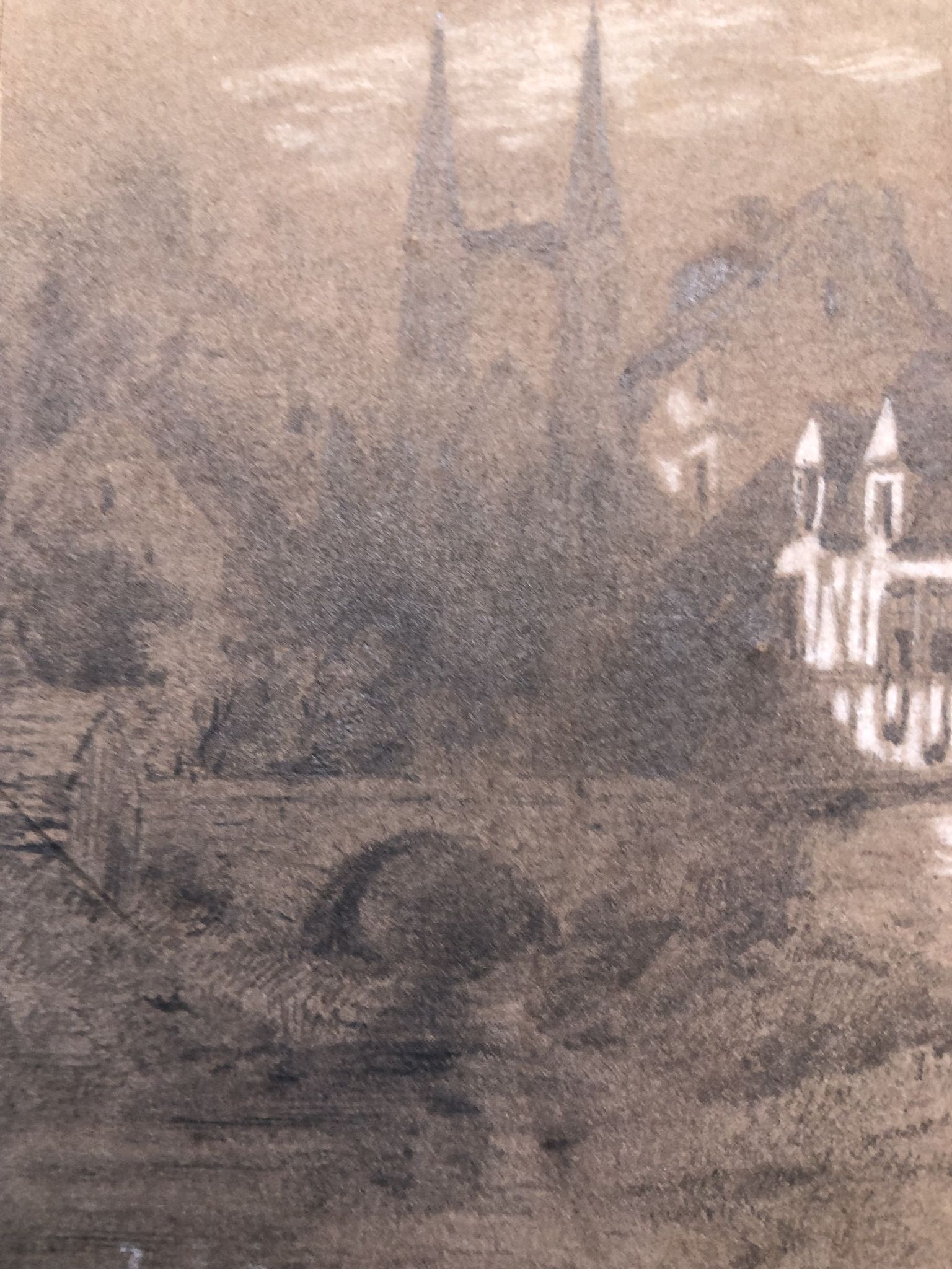 Collage drawings in graphite and white chalk 1872