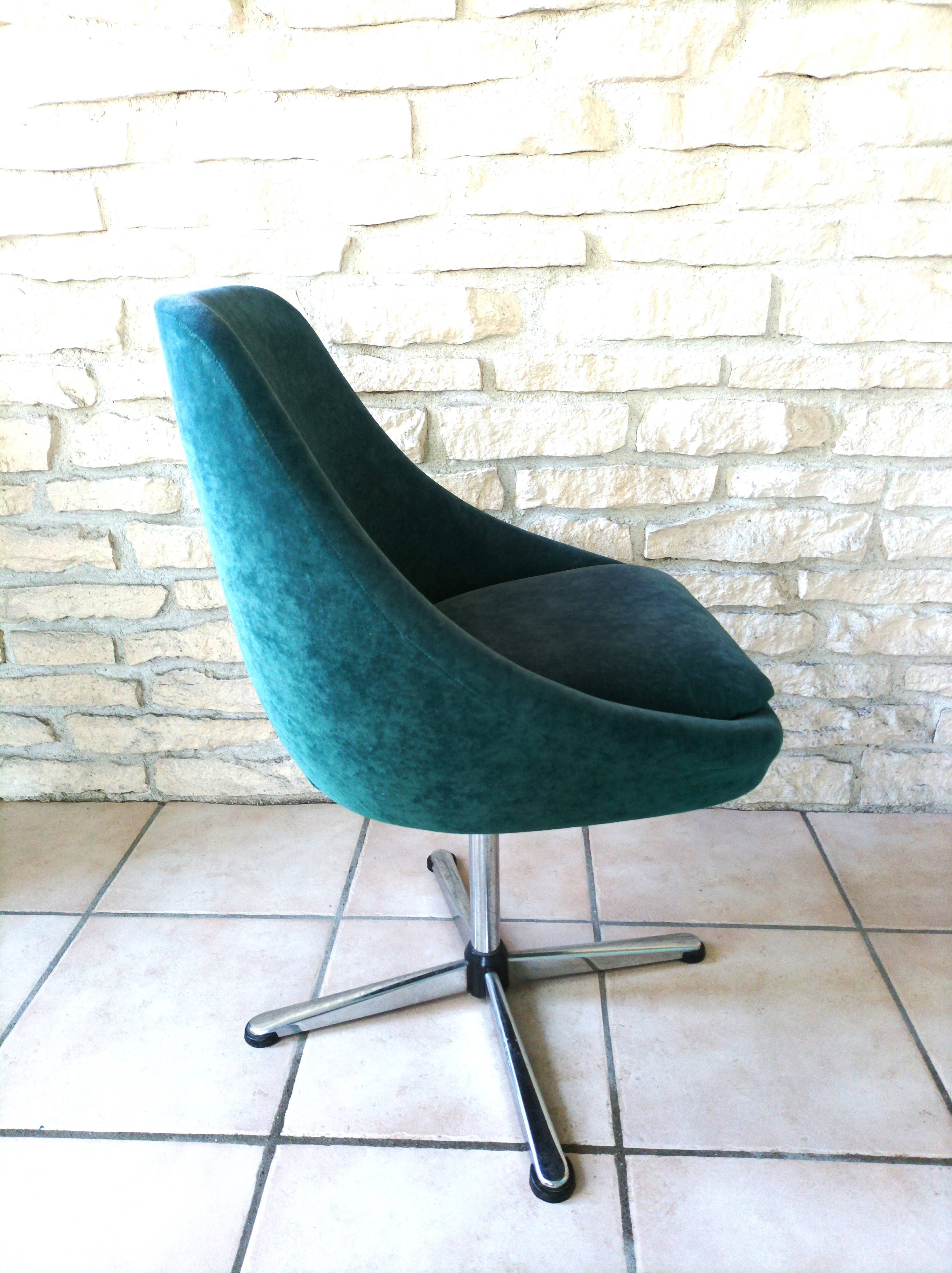 Green velvet armchair