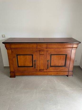High-end walnut/hazelnut wood buffet handmade – French manufacturing