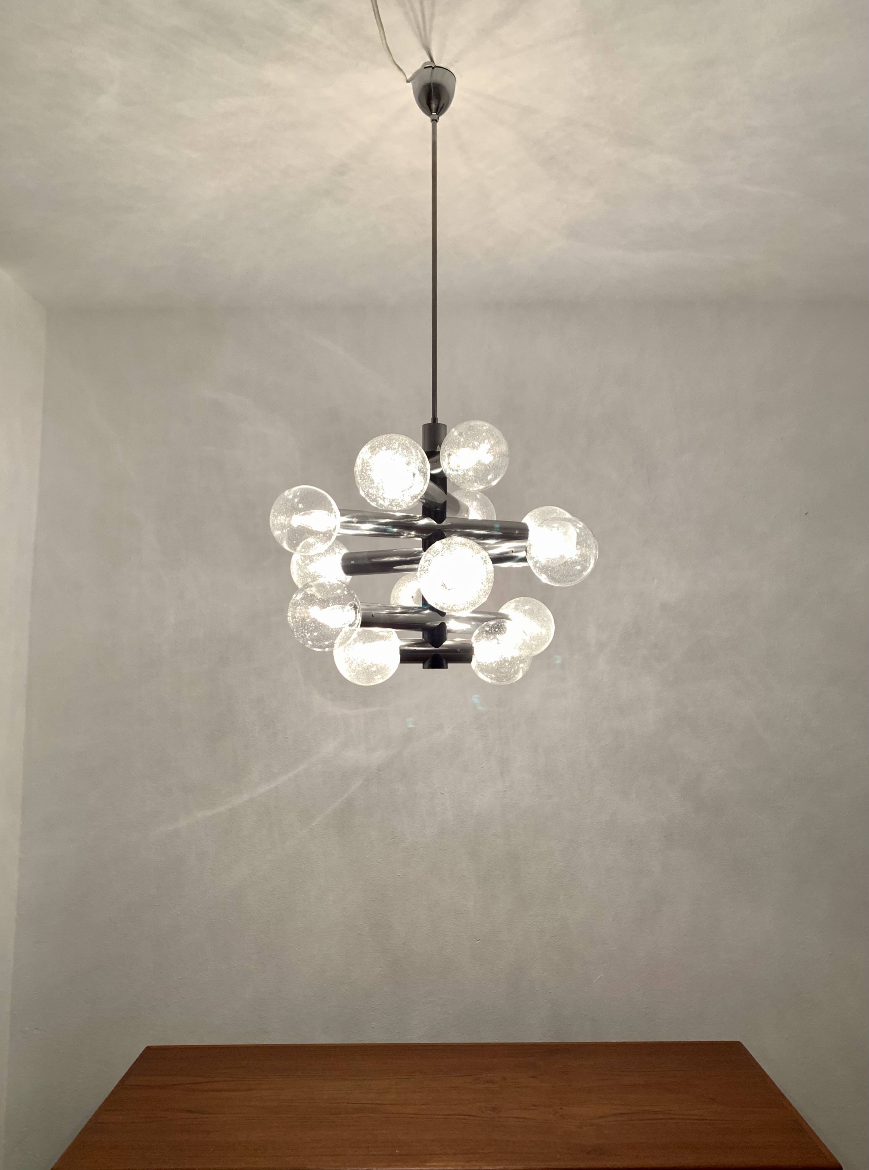 1970s Space Age Bubble Glass Chandelier by J.T. Kalmar
