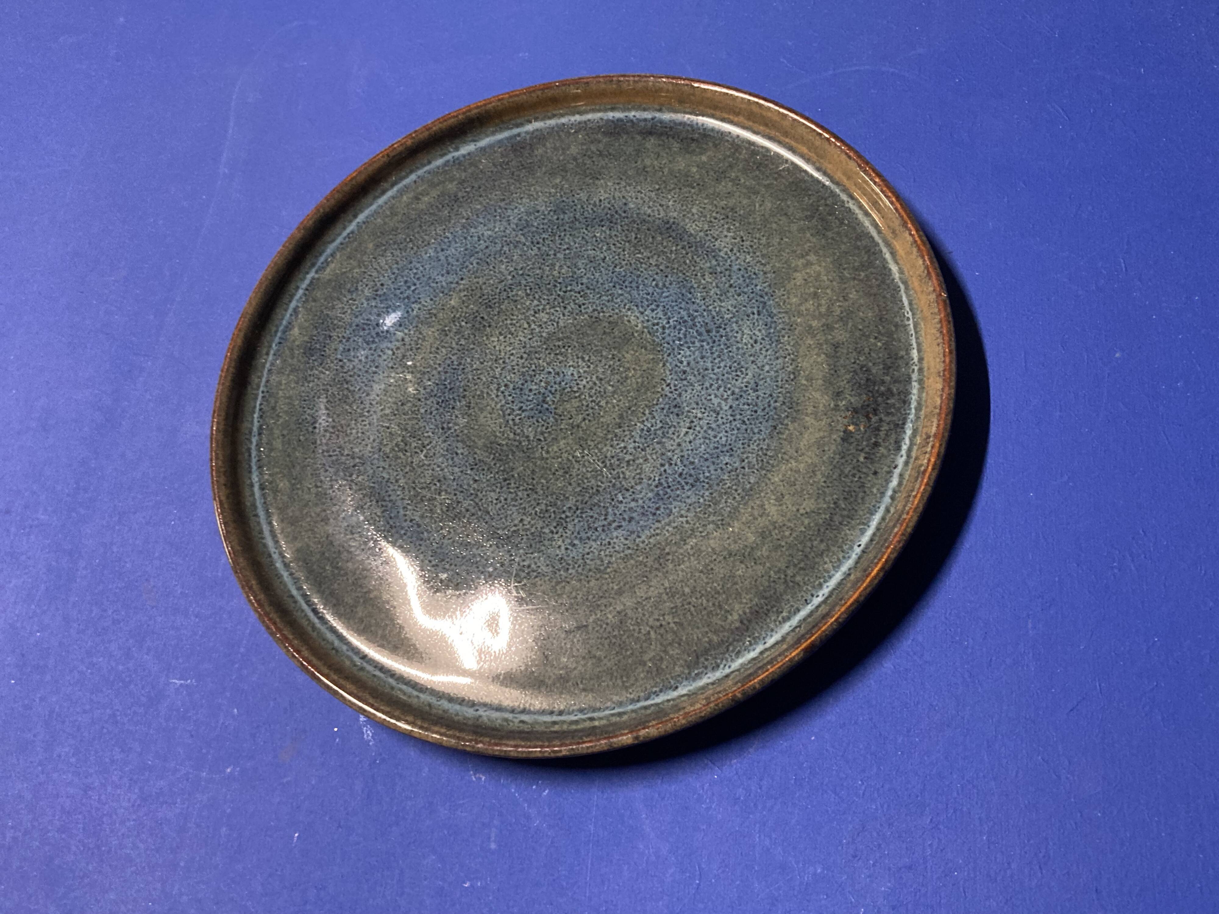 Blue earthenware plate