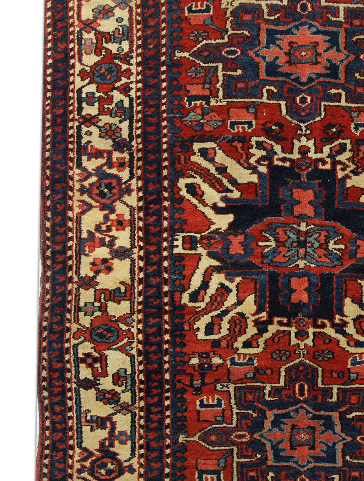 Antique Persian Carpet Handwoven Tribal Deep Red Wool Area Rug- 140x190cm