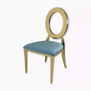 Chaise doré et assise velours turquoise