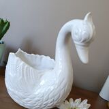 vintage white ceramic swan cache-pot / animal-shaped empty pocket