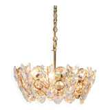 Small golden brass and crystal glass pendant light by Palwa, Germany, 1970s.