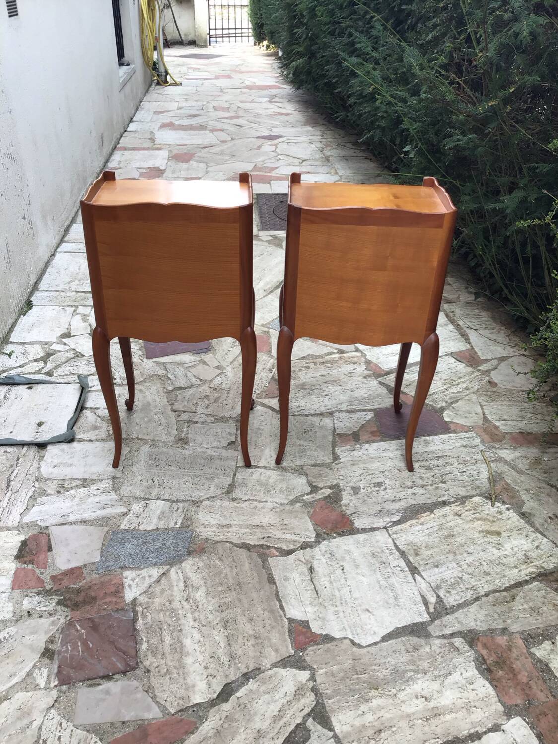 Pair of Louis XV style bedside tables in solid wood