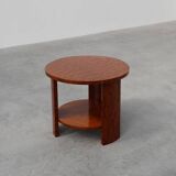 Round Art Deco coffee table in burl veneer, France ca. 1920