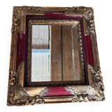 Miroir ancien cadre doré et rouge