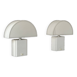 Pair of vintage Olympe Guzzini wall lights, metal and Perspex, Italy 1970