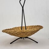 Vintage rattan and metal basket 1960's