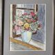 Watercolor painting "Bouquet of flowers on the window" + frame