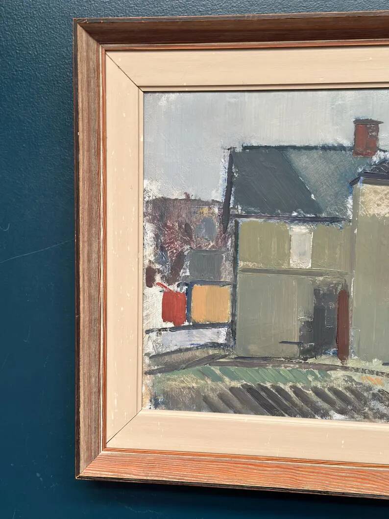 Original Swedish Oil on Canvas – “Sage House” by Gustav‑Adolf Johansson – Signed – Vintage & Framed