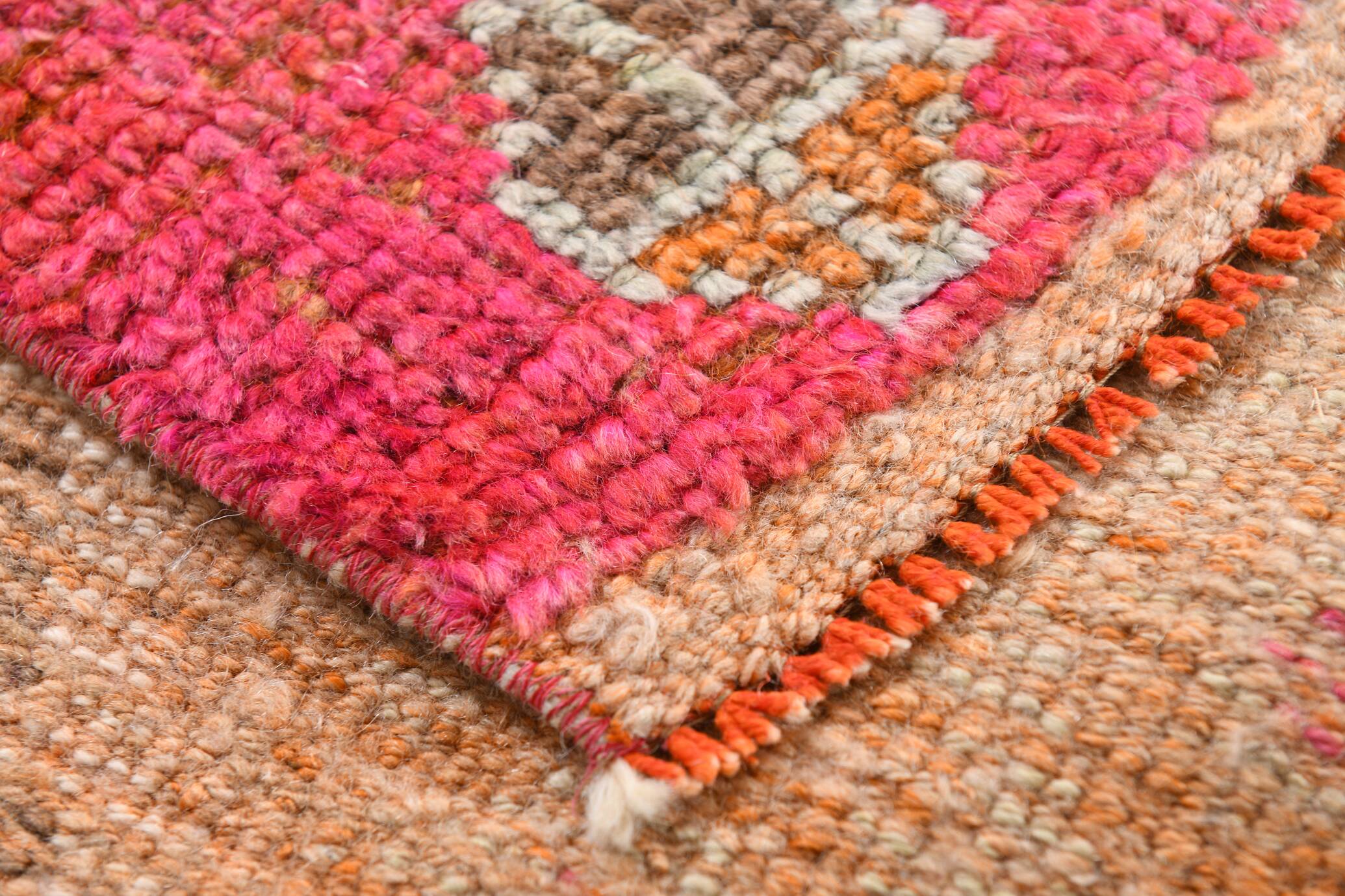 Red & Brown Geometric Vintage Runner Rug, 93x290Cm
